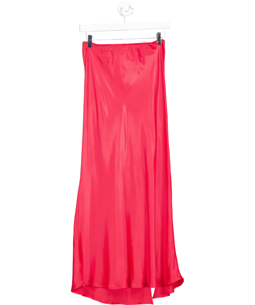 Warehouse Red Satin Elasticated Maxi Skirt UK 8