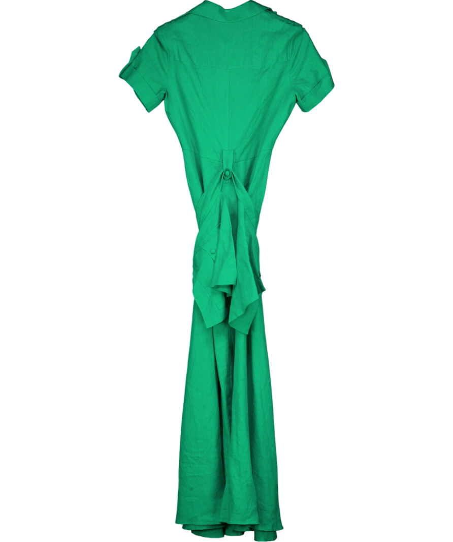 Karen Millen Green Premium Linen Tailored Utility Shirt Tailored Midi Dress UK 6