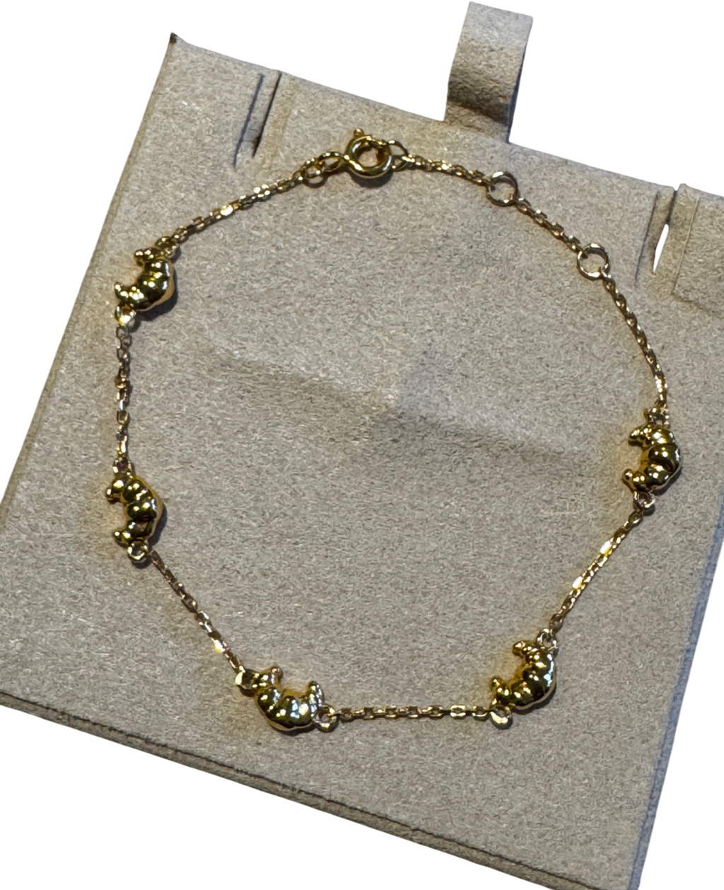 SUIHE 18k Yellow Gold Vermeil Over Sterling Silver Croissant Mini Charm Bracelet
