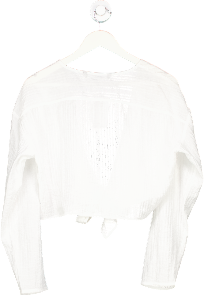 Zara White Tie Front Blouse UK S