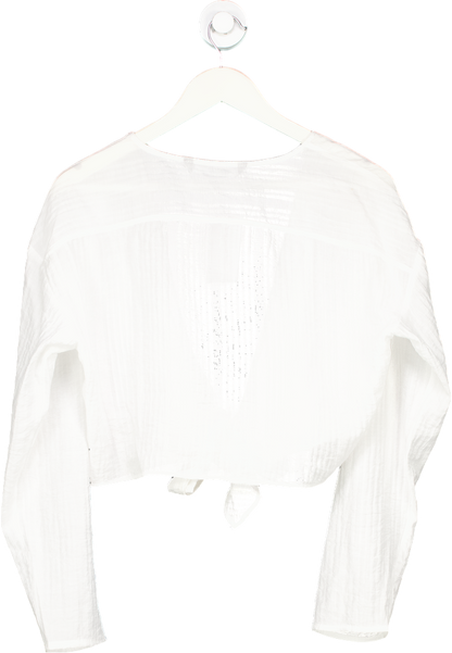 Zara White Tie Front Blouse UK S