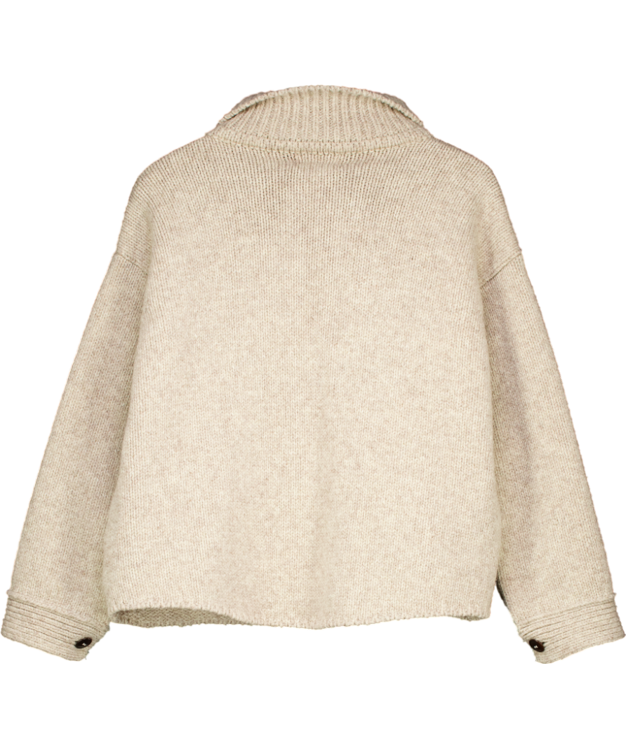 L'Envers Beige Calamity Knit Jacket 100% Merino Wool UK L