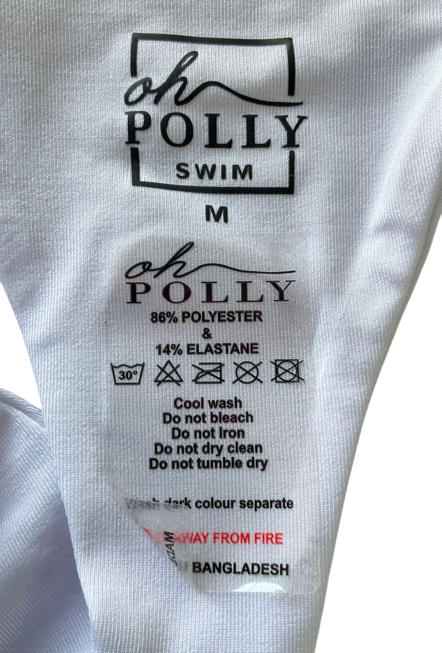 Oh Polly White Delray Ruched Thong Bikini Bottoms UK M