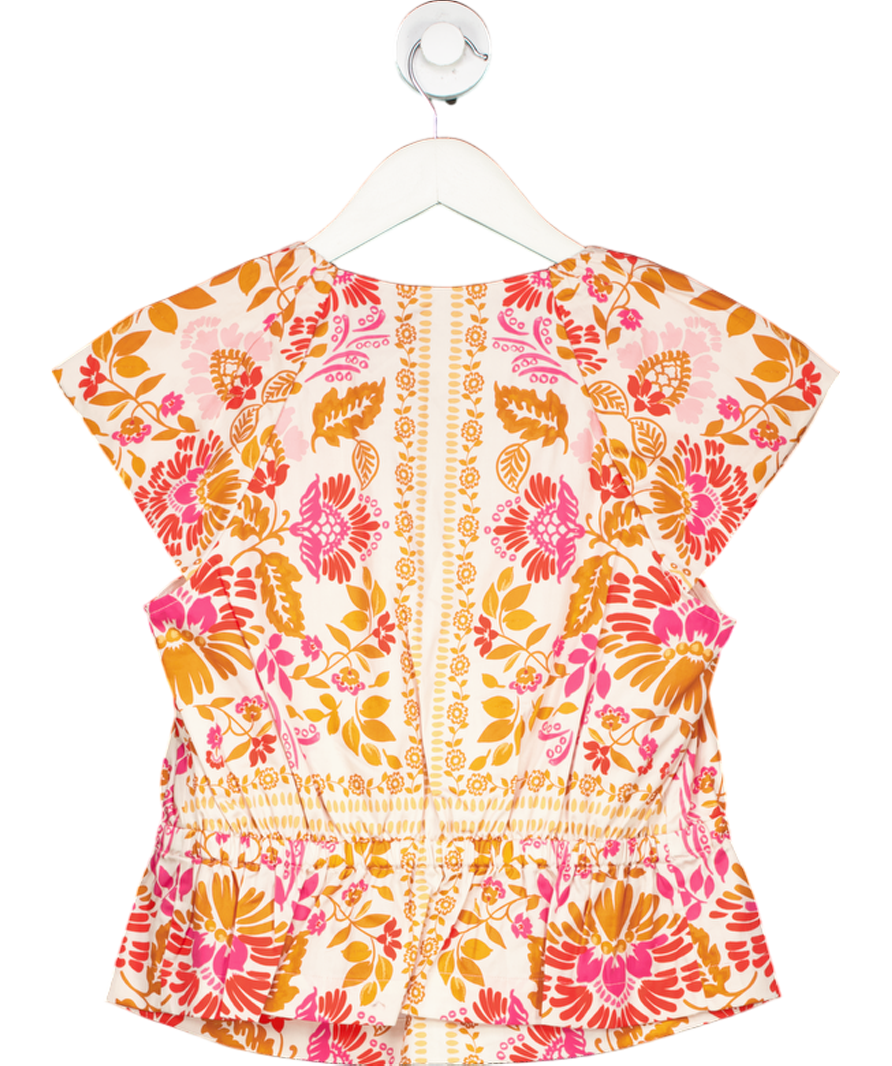 Mint Velvet Orange Placement Print Puff Top UK 8