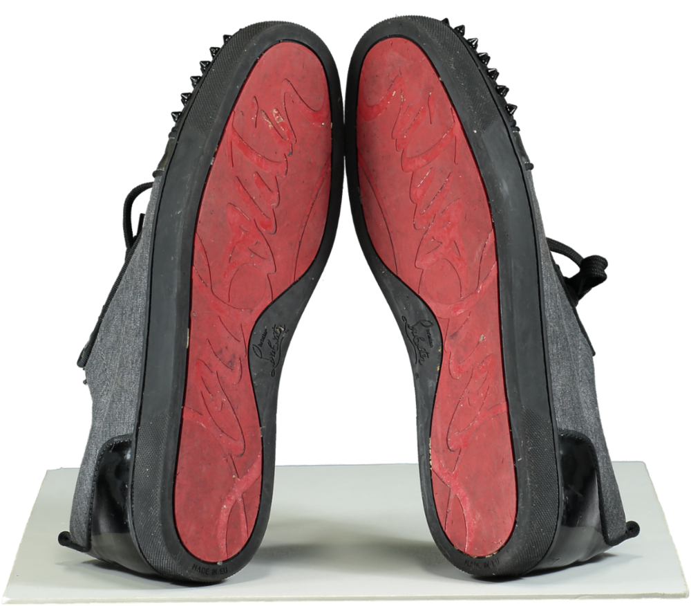 Christian Louboutin Grey Spiked Low-Top Trainers UK 9