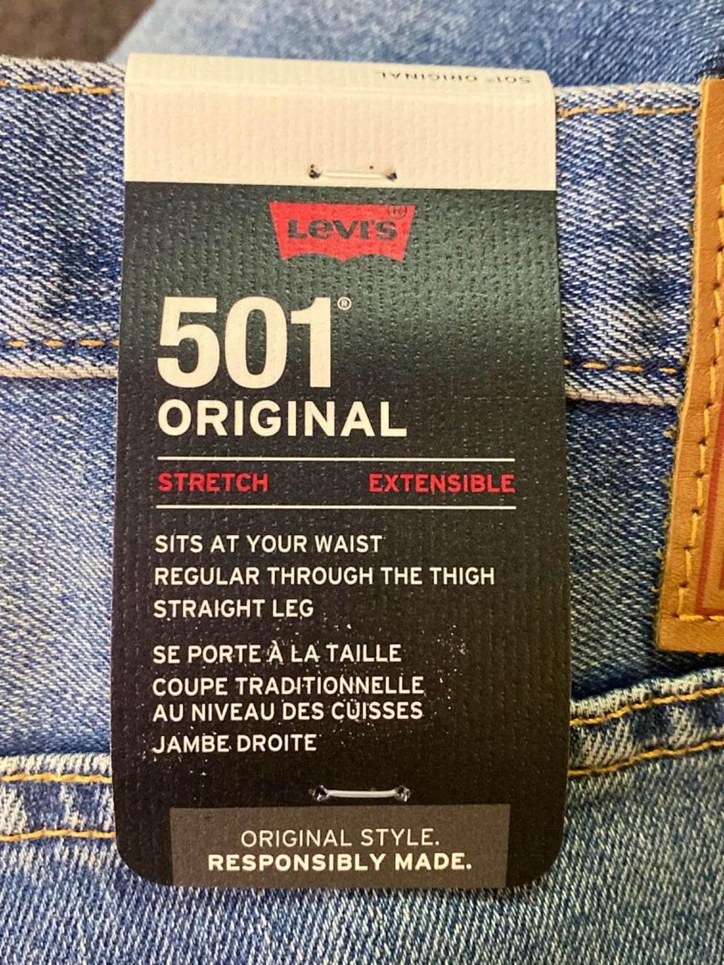 Levi's Blue 501 Original Stretch Jeans W34 L30