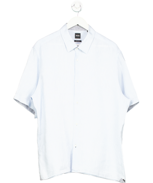 Hugo Boss Blue Short Sleeve Linen Shirt UK XXL