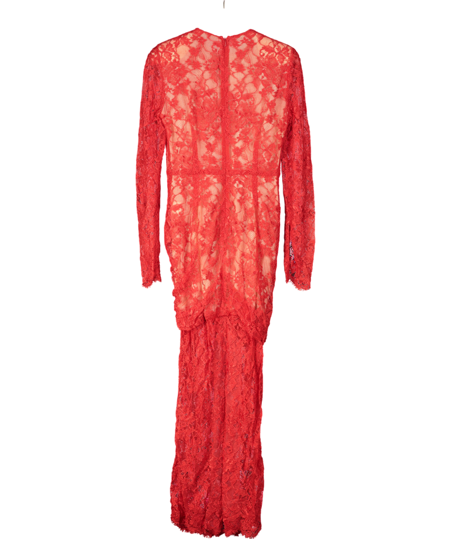Alessandra Rich Red Lace Maxi Dress UK 12