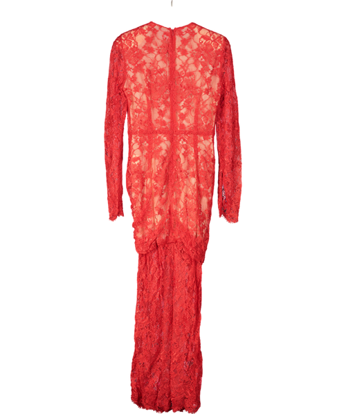 Alessandra Rich Red Lace Maxi Dress UK 12