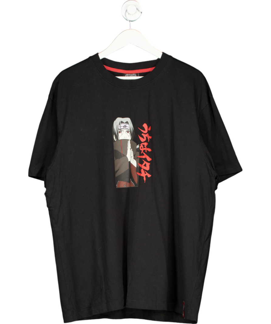 Naruto Shippuden Black Printed Loose Fit T-shirt UK XXL