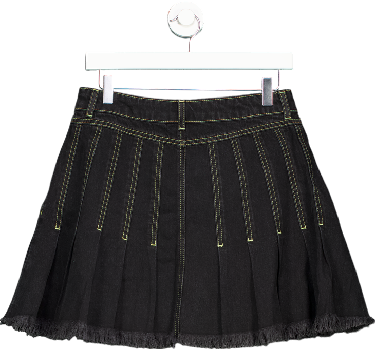 Collusion Black Pleated Denim Skirt UK 10