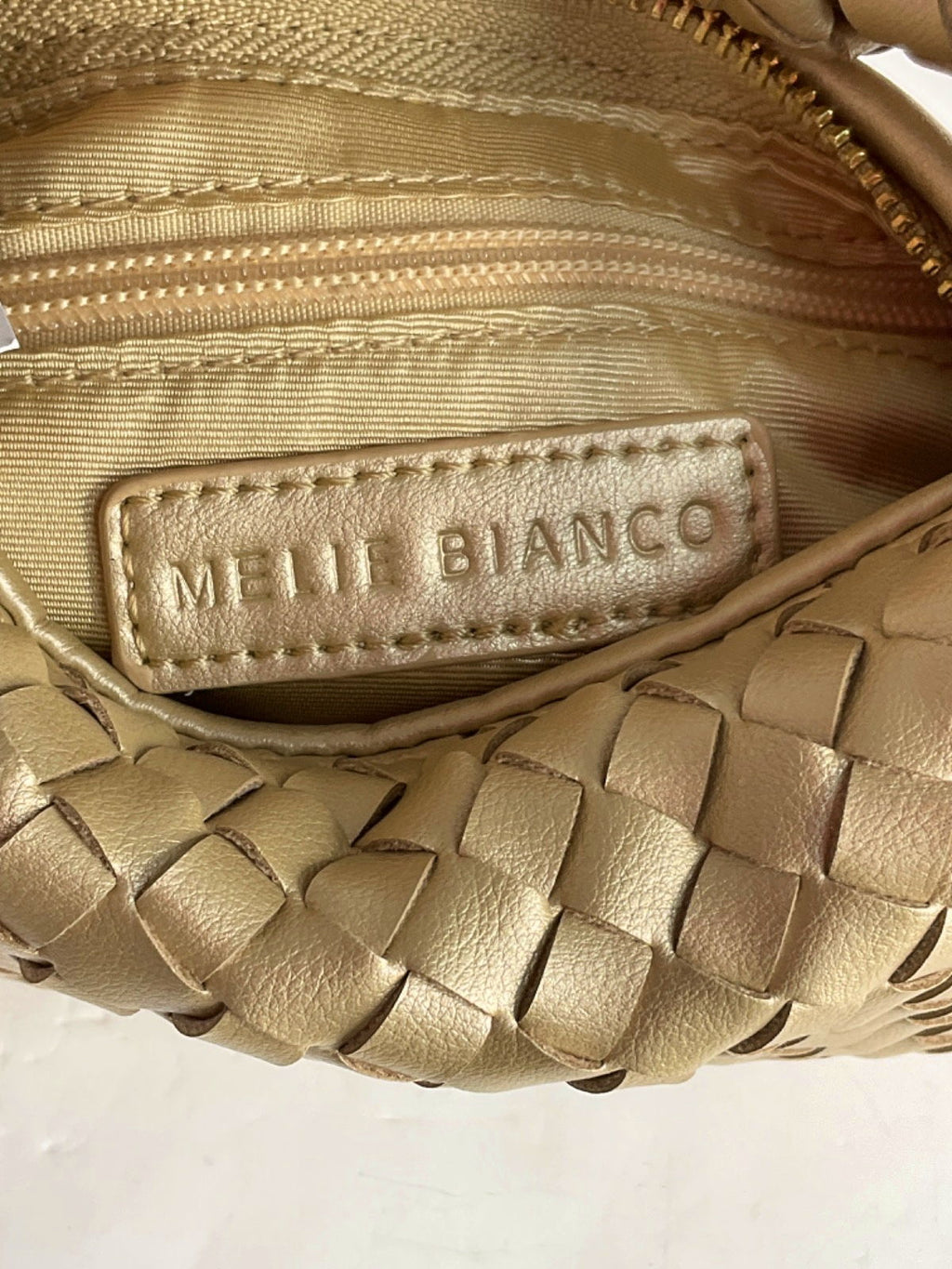 Melie Bianco Gold Woven Handbag