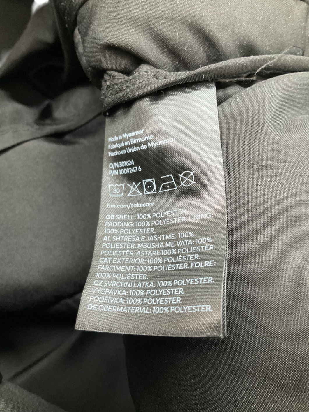 H&M Black Hooded Puffer Coat UK XS