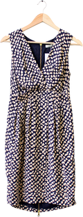Whistles Navy Blue Ellie Animal Printed Dress UK 8