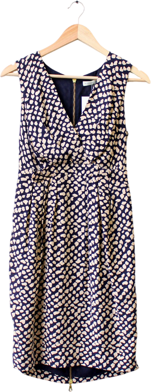 Whistles Navy Blue Ellie Animal Printed Dress UK 8