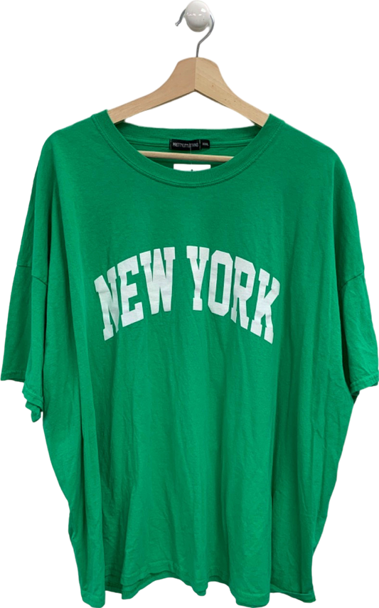 Pretty Little Thing Green New York T-Shirt UK XXXL