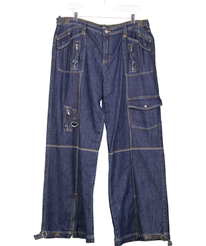 Jaded London Blue Hudson Pocket Detail Denim Cargo Trousers W34