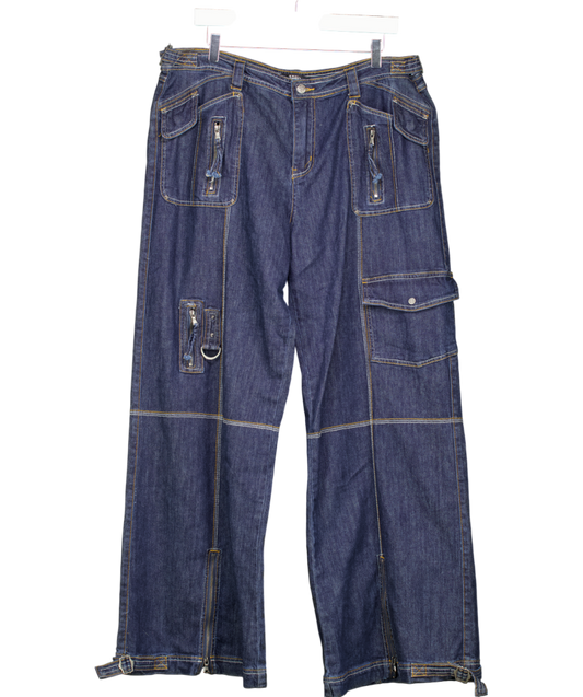 Jaded London Blue Hudson Pocket Detail Denim Cargo Trousers W34