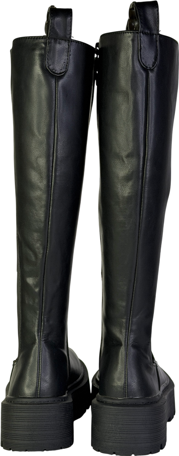 Public Desire Black Knee High Chunky Sole Boots UK 4 EU 37 👠