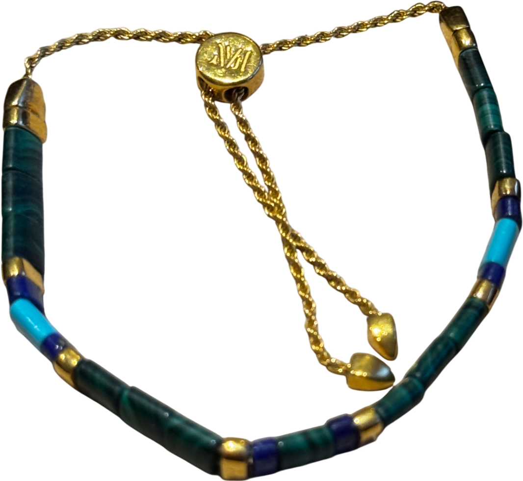 Monica Vinader Green Delphi Multi Gemstone Friendship Bracelet 18k Gold Vermeil & Malachite