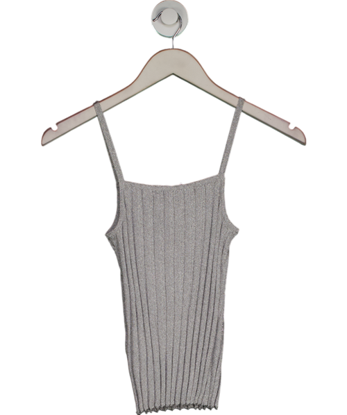 & Other Stories Silver Fitted Metallic Ribbed Tank Top UK XS