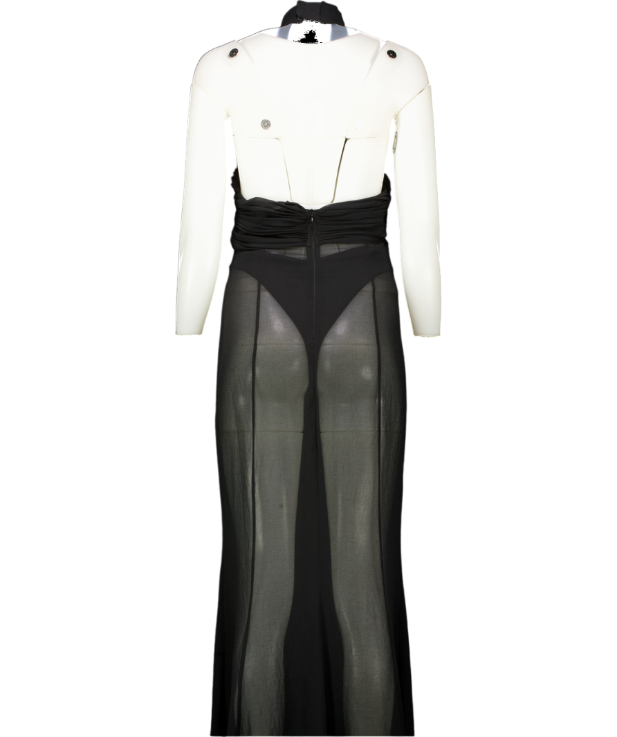 MANGO X Supriya Lele Sheer Pannel Seemed Detail Maxi Dress With Draped Halterneck In Black UK S