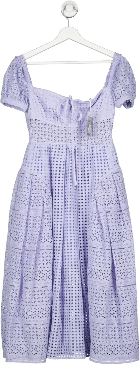 Self-Portrait Purple Soft Lilac Broderie Midi Dress BNWT UK 6