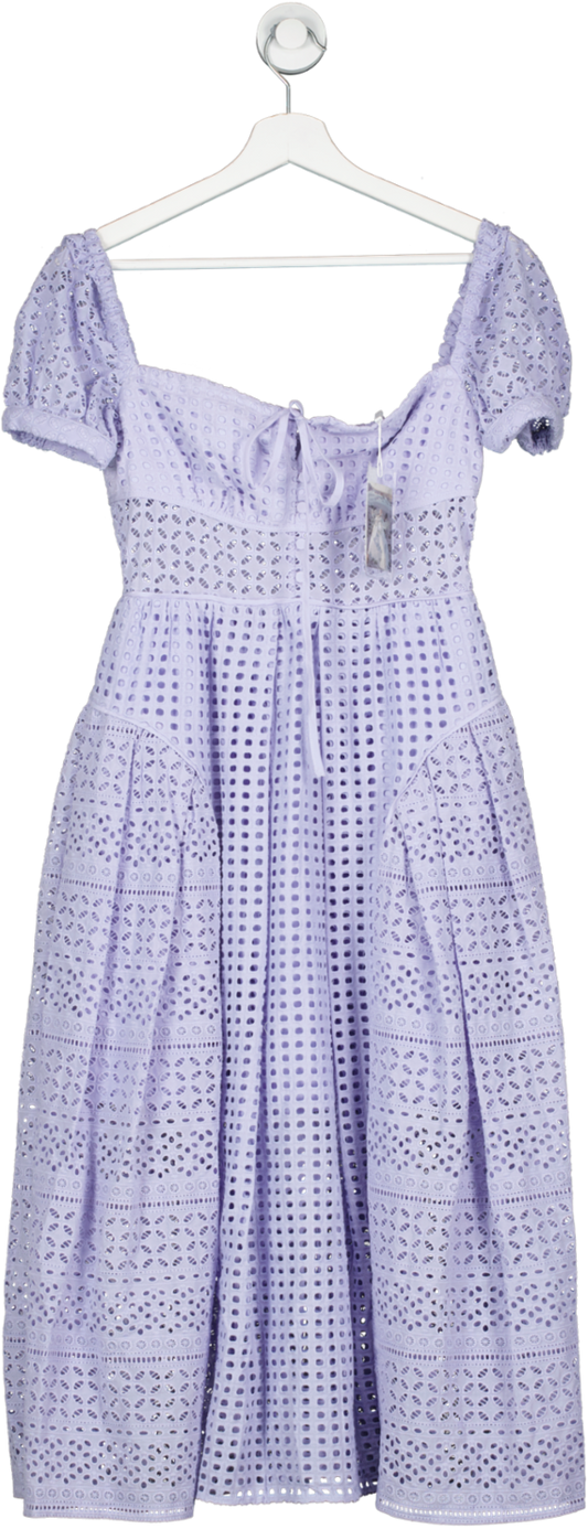 Self-Portrait Purple Soft Lilac Broderie Midi Dress BNWT UK 6
