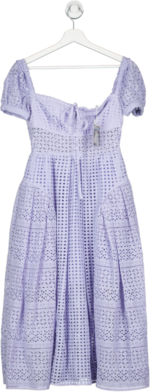 Self Portrait Purple Soft Lilac Broderie Midi Dress BNWT UK 6