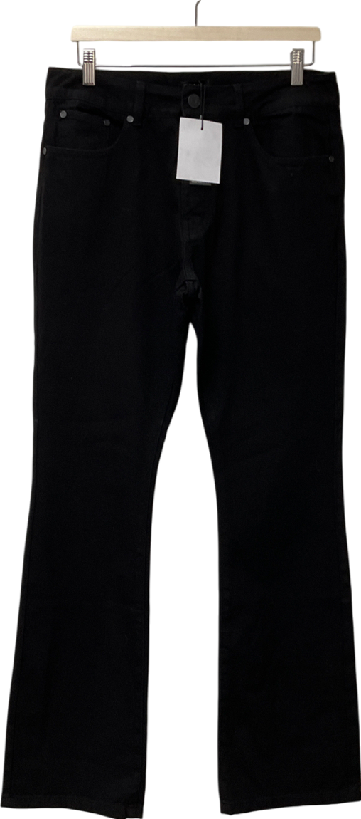 boohooMan Black Relaxed Rigid Flare Jean W32