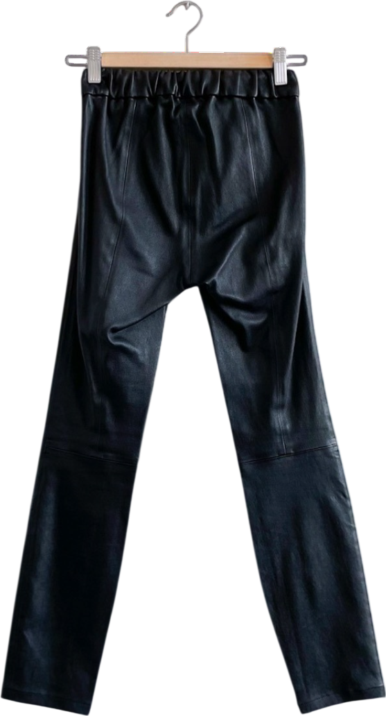J. CREW Black High Waisted Stretch Lamb Leather Leggings Sz0 UK 4