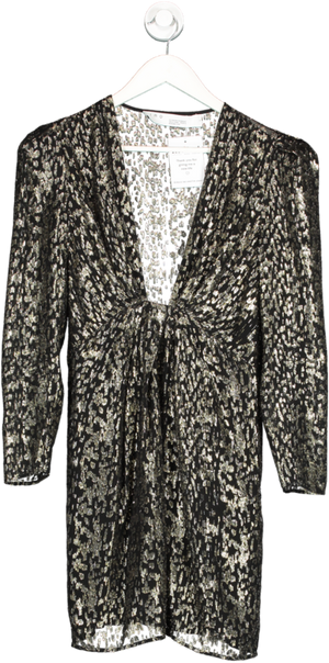 IRO Black Metallic Thread Long Sleeve Dress UK 8