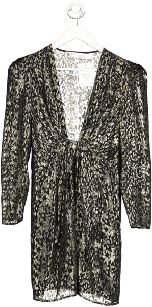 IRO Black Metallic Thread Long Sleeve Dress UK 8