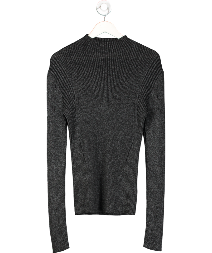 Dion Lee Black Wool Blend Ribbed Top UK 12