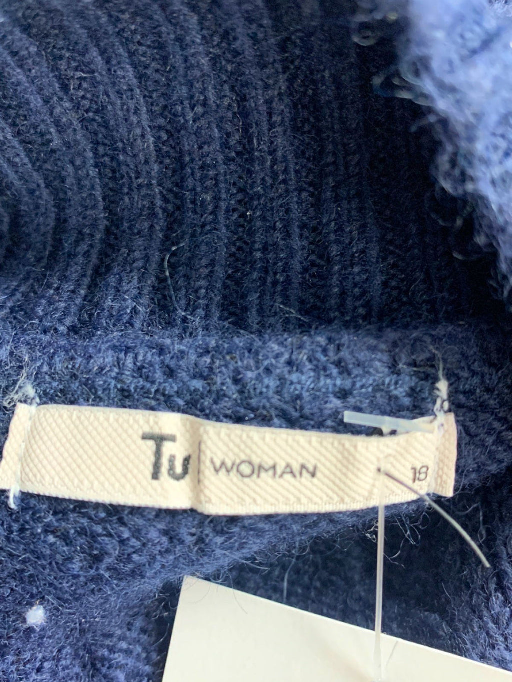 Tu Blue Cable Knit Poncho UK 18