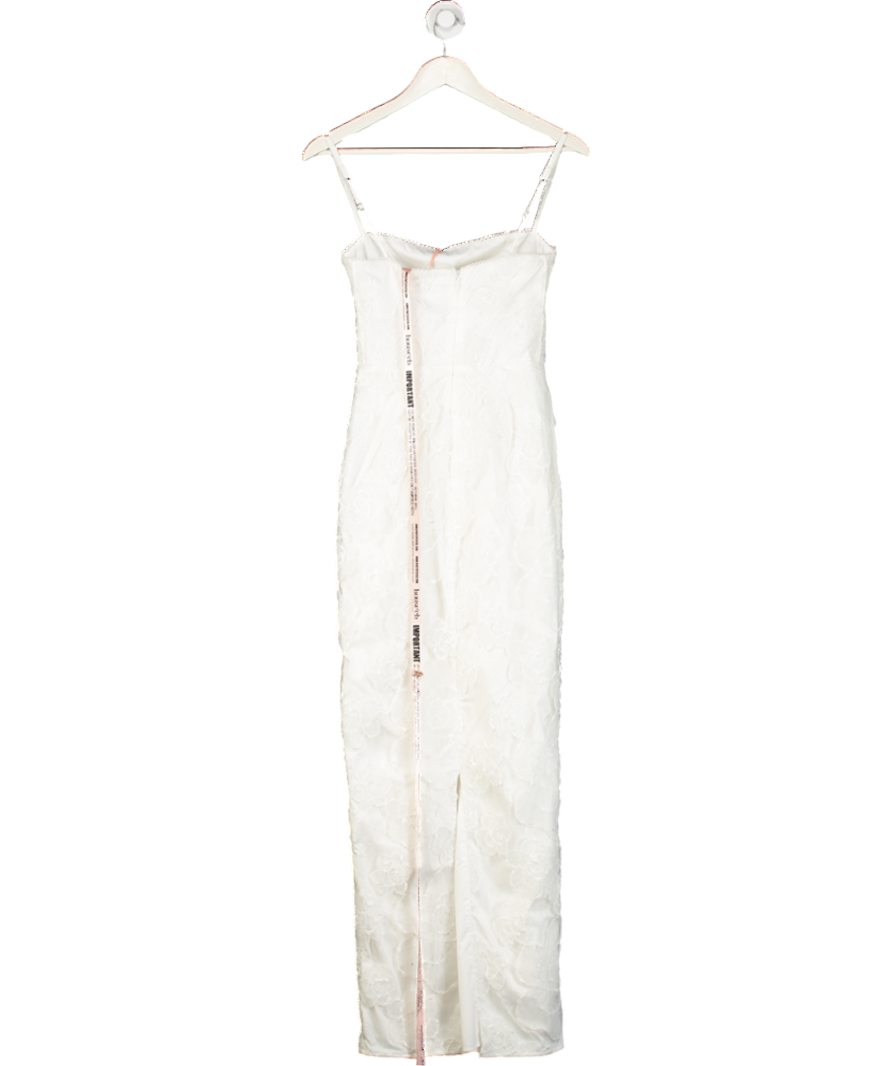 House of CB White Eva Floral Embroidered Stretch Lace Maxi Dress UK S