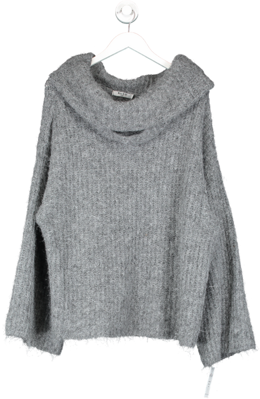 NA-KD Grey Elastane Knitted Roll Neck Sweater UK S
