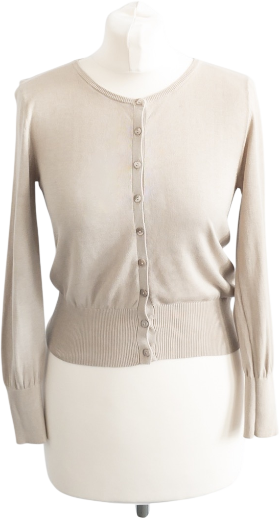 LK  BENNETT Beige Silk-cotton Cardigan UK XS