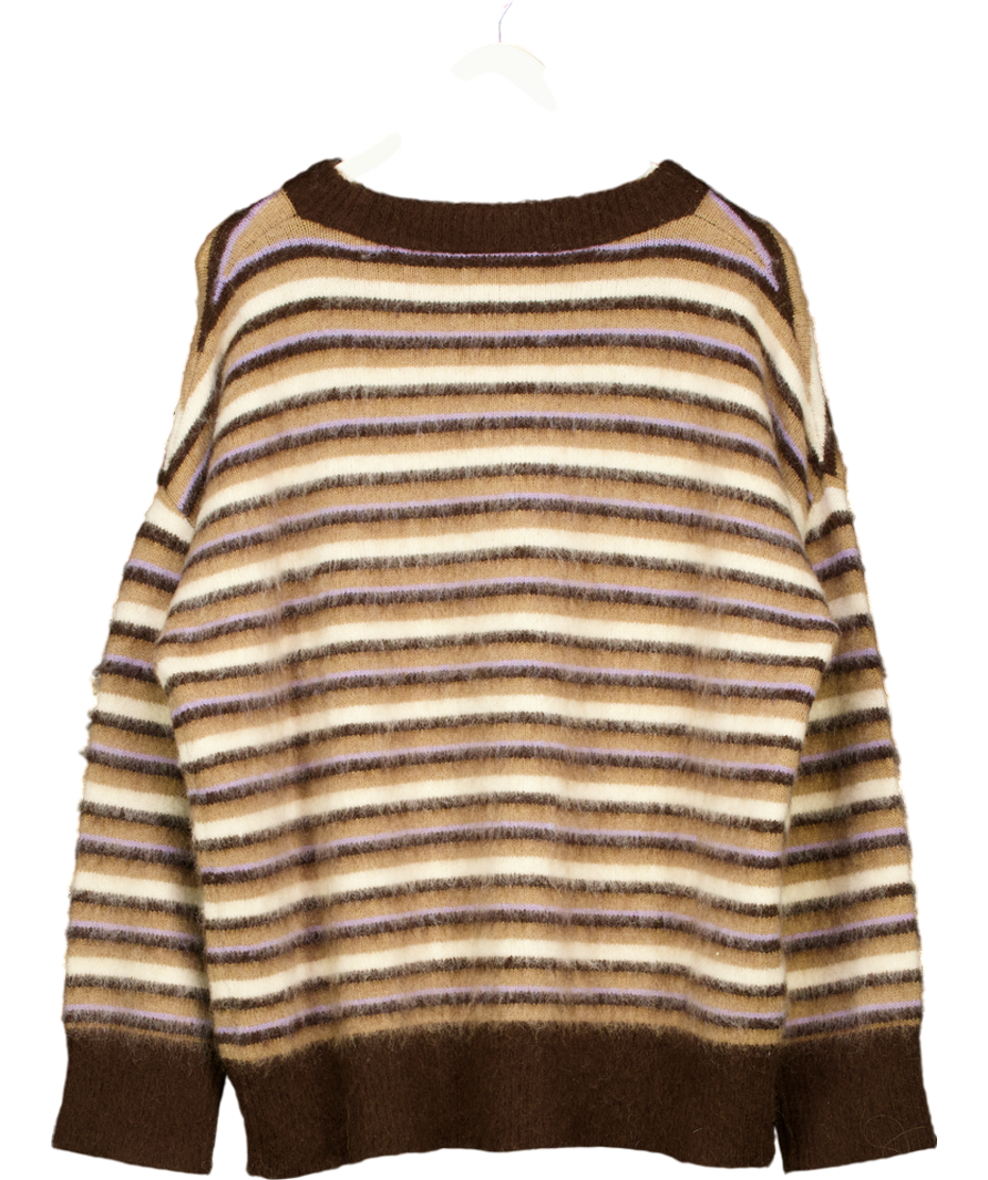 LMND Brown Dakota Striped Brushed-knit Jumper In Chocolate UK M
