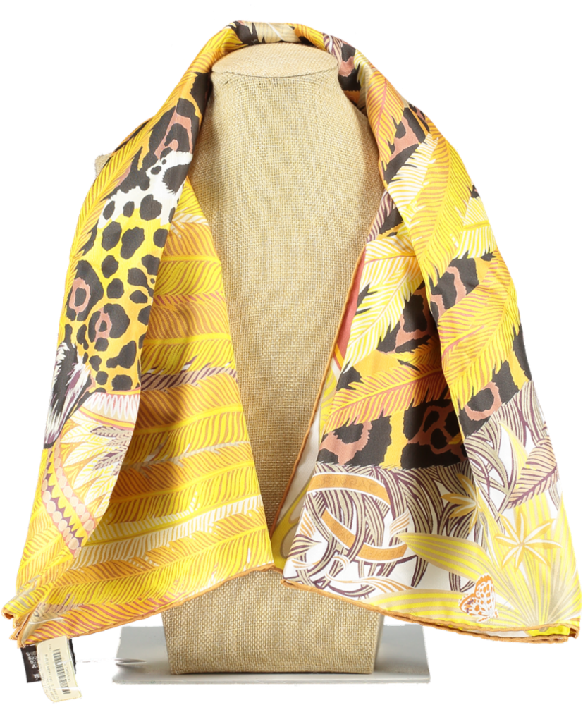 Hermès Multicoloured Jaguar Quetzal Silk Scarf 90cm