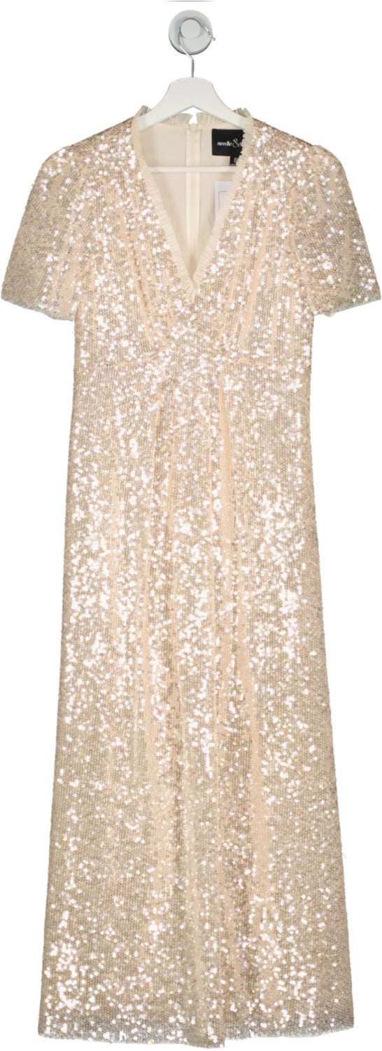 Needle & Thread Blush Pink Sequinned  Mila Gloss Dress UK 8