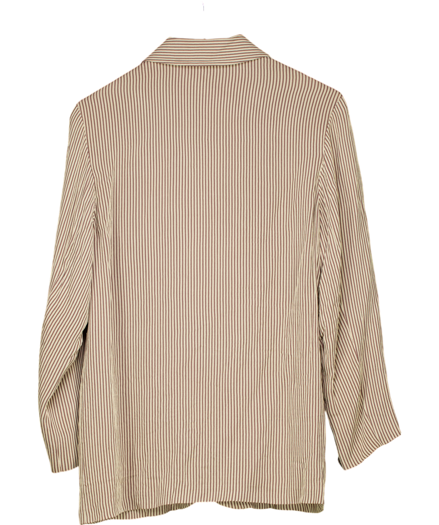 Max Mara Brown Striped Button Through Over Shirt UK 10