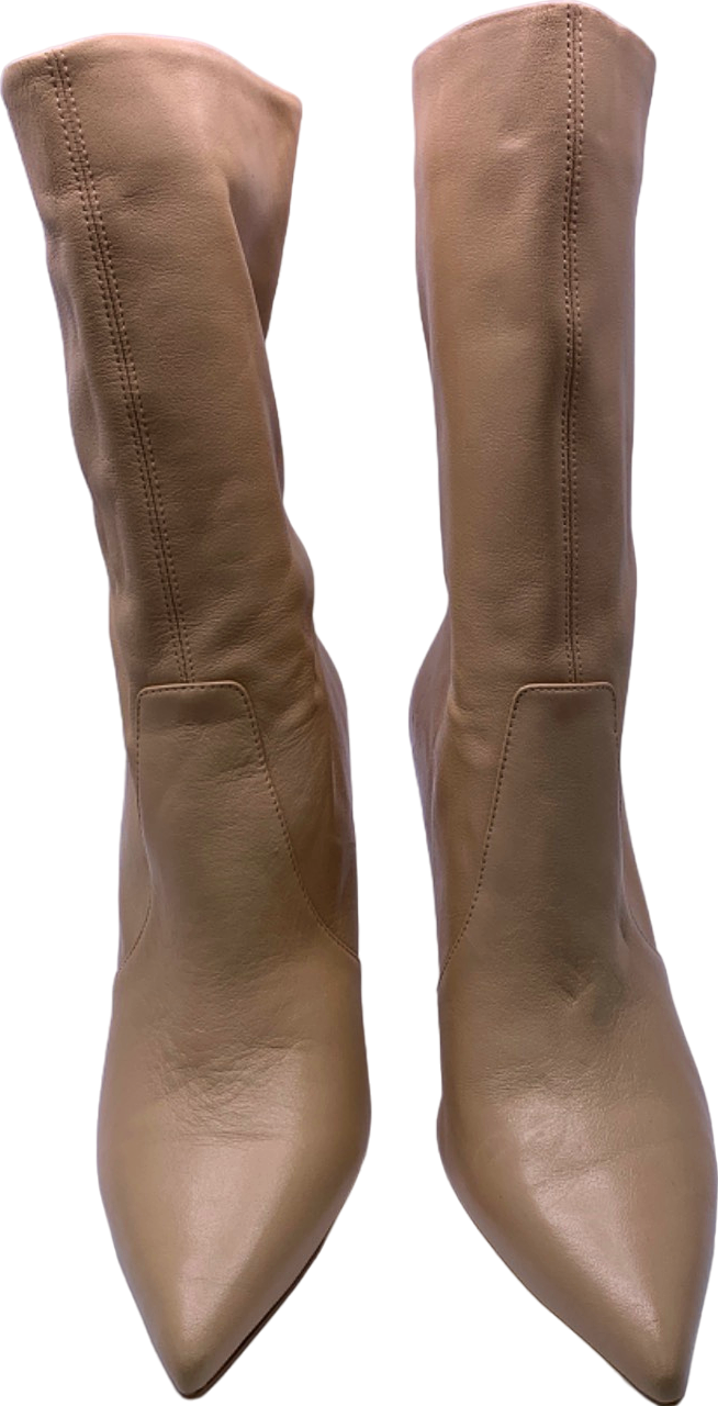 Zara Beige Pointed Toe Stiletto Boots EU 41 UK 8