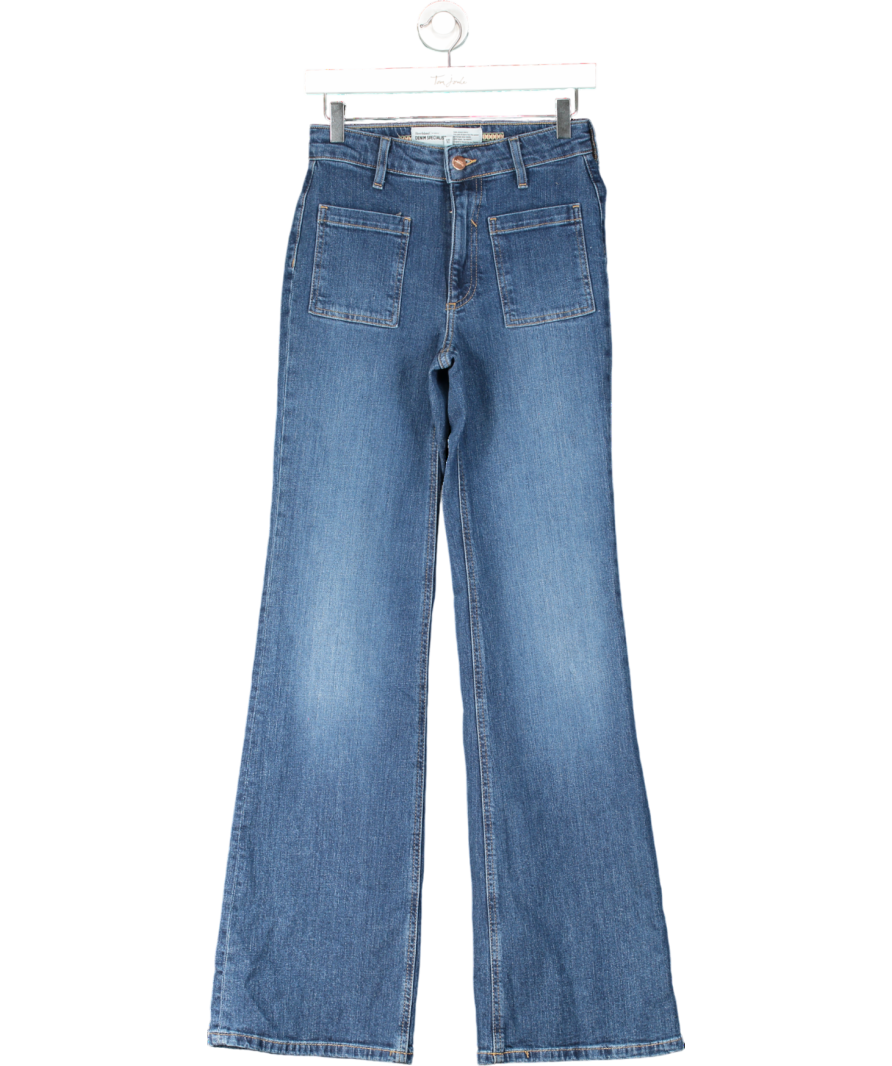 River Island Blue Denim High Rise Relaxed Flare Jeans UK 6