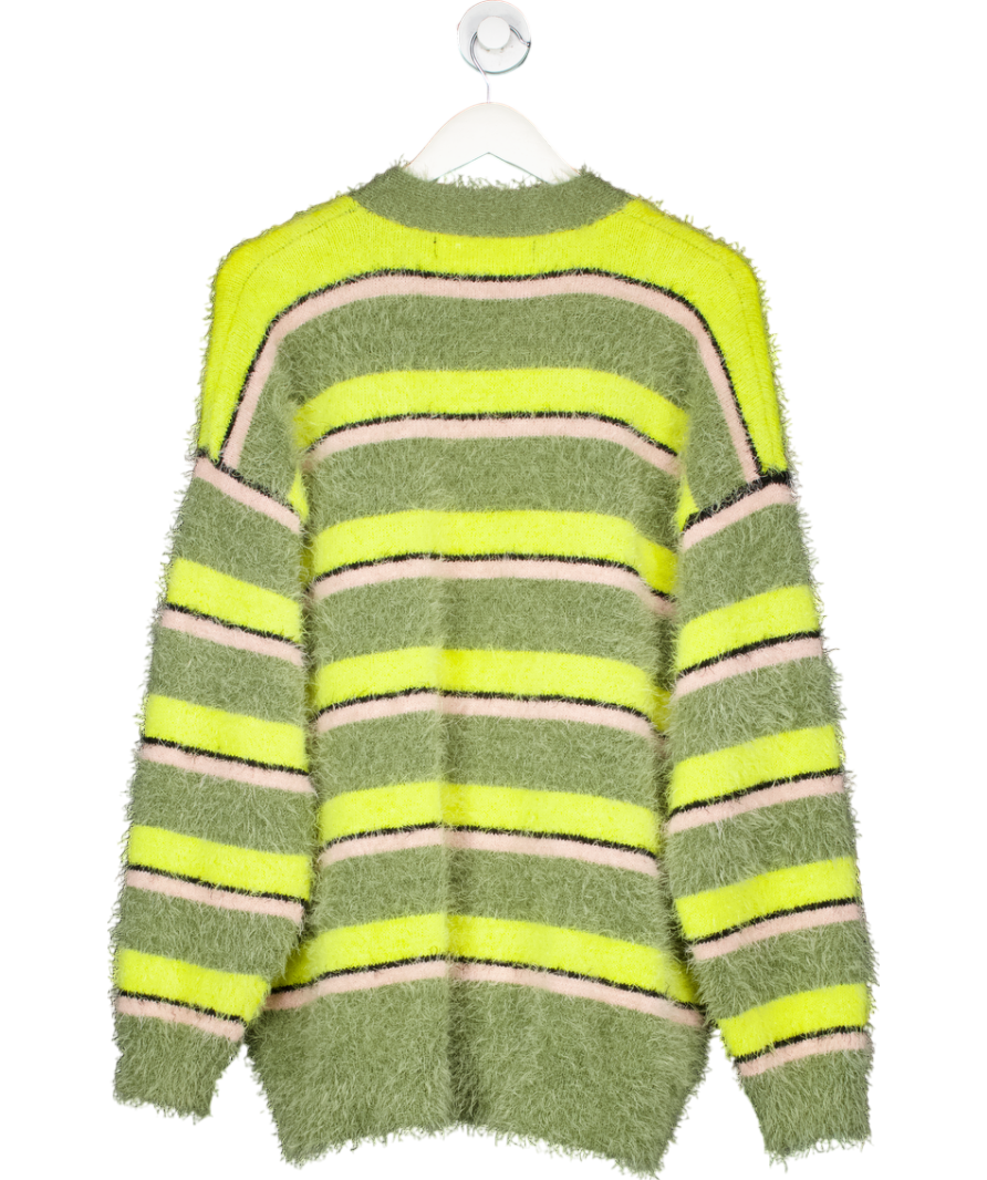 Le Merj Green Striped Cardigan UK M