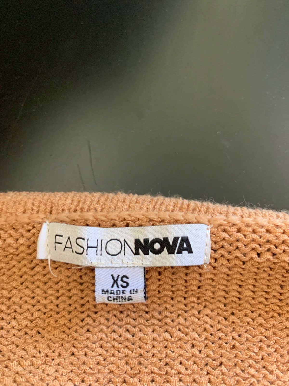 Fashion Nova Tan Knit Cutout Dress XS