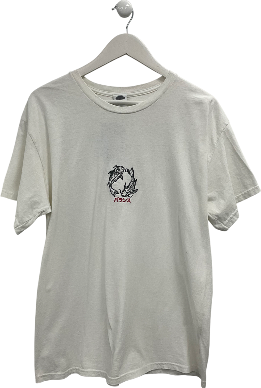 Urban Outfitters White Coi Karp Embroidered T Shirt UK S
