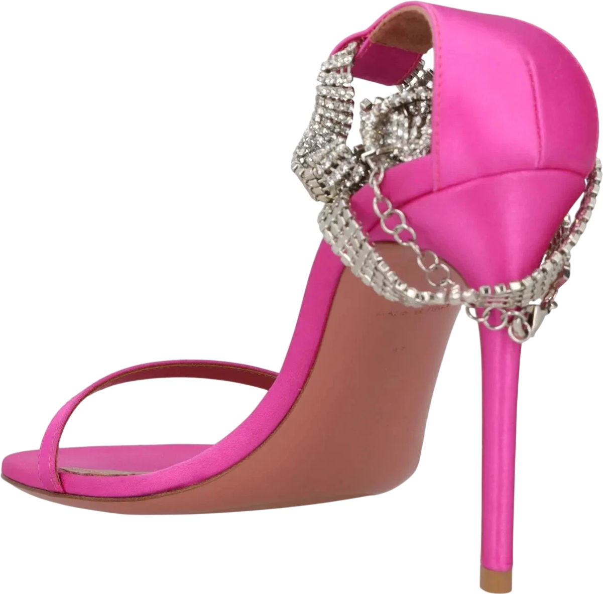 AMINA MUADDI Pink Georgia Crystal-strap Satin Wrap Sandals UK 4 EU 37