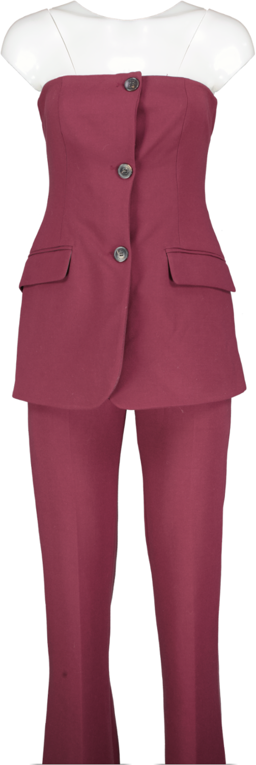 Karen Millen Purple Compact Stretch Tailored Button Bodice Jumpsuit UK 8