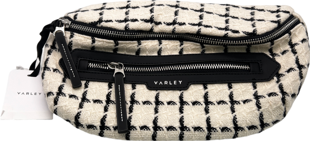 Varley White Roby Checked Wool-blend Belt Bag